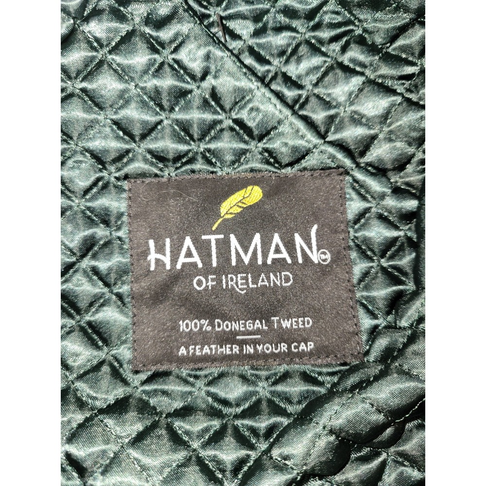 Hatman of Ireland XL Green Herringbone Flat Cap Men Lined Classic Fall Winter - Picture 5 of 5